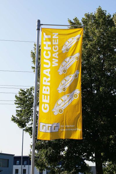 Hochformatfahne " Yellow-Line GGG" (120x300 cm) gelb
